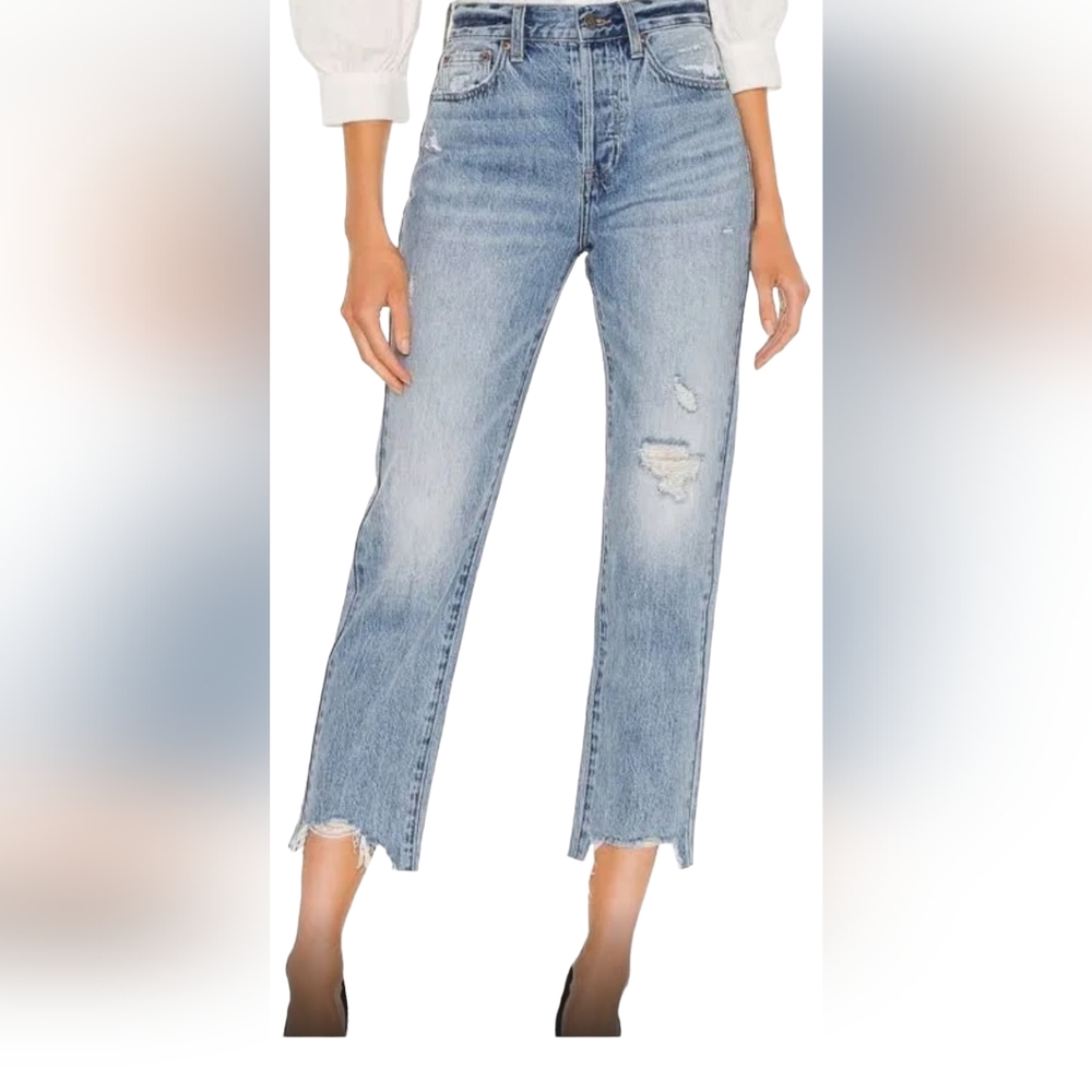 Pistola Jeans Charlie High Rise Straight Ruthless Fray Hem SZ 28 NWOT
